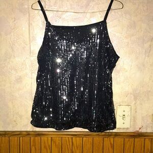 Black & silver emery rose fancy cami top